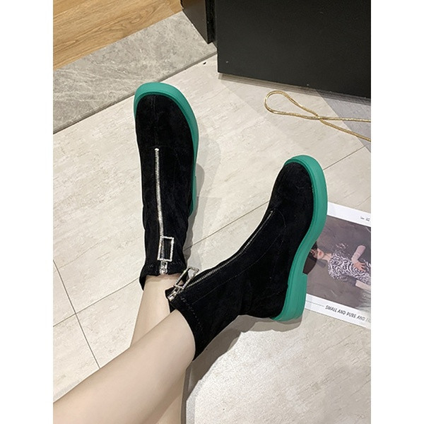 Cizme casual dama cu fermoar si talpa colorata