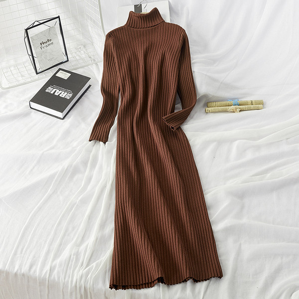 Model lung de iarna de dama cu guler polo in mai multe culori