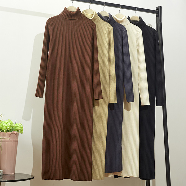 Model lung de iarna de dama cu guler polo in mai multe culori