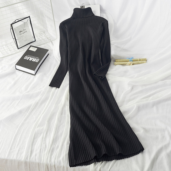 Model lung de iarna de dama cu guler polo in mai multe culori