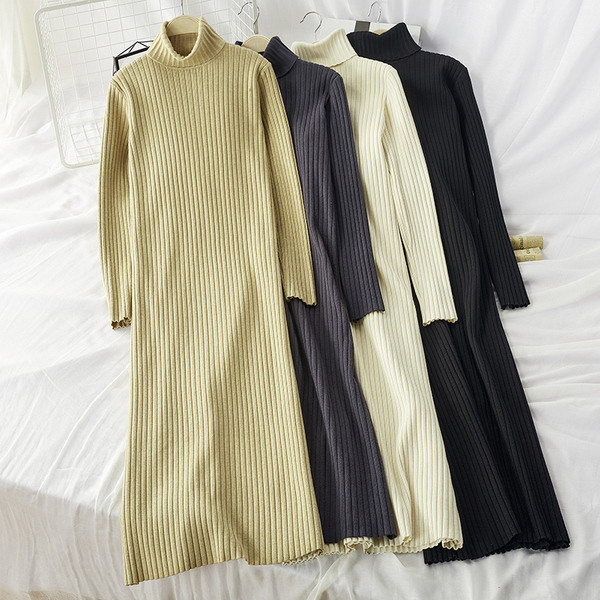 Model lung de iarna de dama cu guler polo in mai multe culori