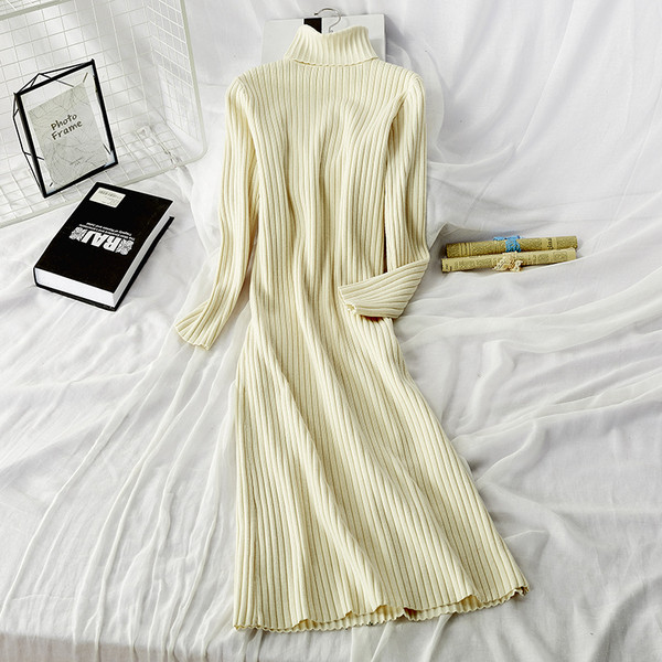 Model lung de iarna de dama cu guler polo in mai multe culori