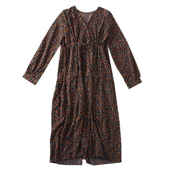 Rochie casual de dama cu decolteu spitz si motive florale in mai multe culori