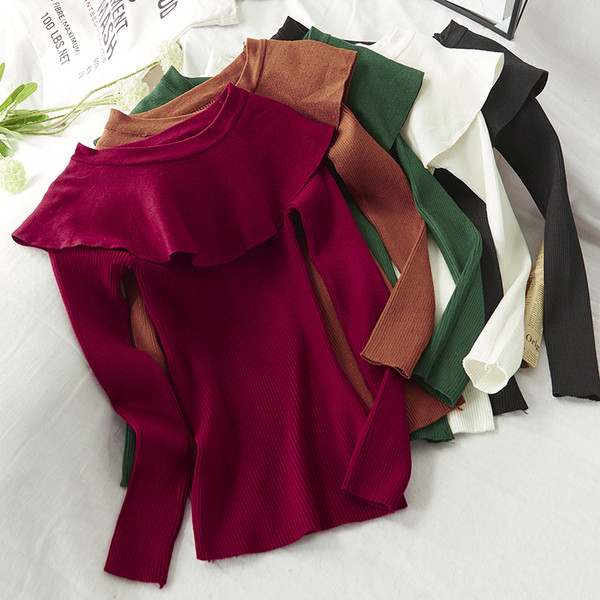 Bluză de damă modernă cu decolteu barca model în mai multe culori