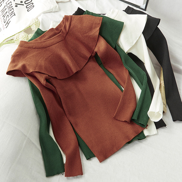 Bluză de damă modernă cu decolteu barca model în mai multe culori