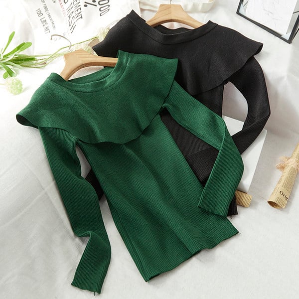 Bluză de damă modernă cu decolteu barca model în mai multe culori