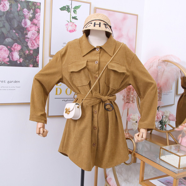 Camasa casual de dama model nou cu curea si buzunare in mai multe culori