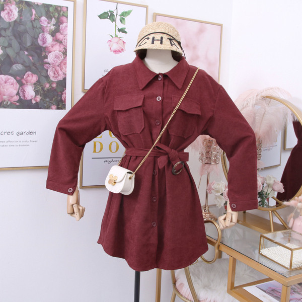 Camasa casual de dama model nou cu curea si buzunare in mai multe culori