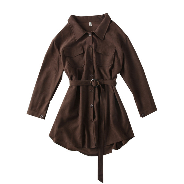 Camasa casual de dama model nou cu curea si buzunare in mai multe culori