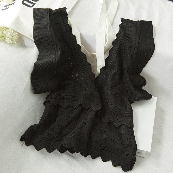 Maieu de damă cu decolteu profund în formă de spitz în albastru, alb, bej, Bordeaux și negru