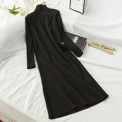 Rochie de dama de iarna cu guler polo inalt in Bej, Alb, Bordeaux si Gri