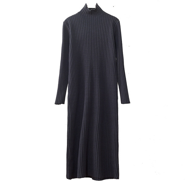 Rochie de dama de iarna cu guler polo inalt in Bej, Alb, Bordeaux si Gri