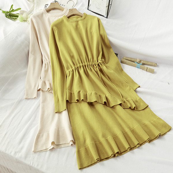 Rochie de dama cu cravata in talie si decolteu rotund in mai multe culori