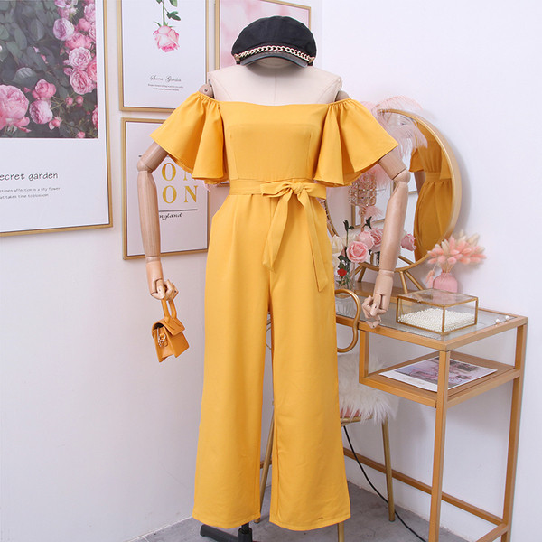 Елегантен дамски гащеризон с голи рамене в няколко цвята