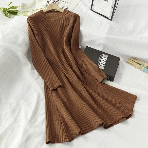 Rochie de dama de toamna-iarna cu decolteu rotund model lung in mai multe culori