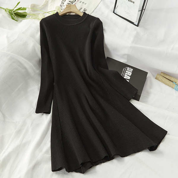 Rochie de dama de toamna-iarna cu decolteu rotund model lung in mai multe culori