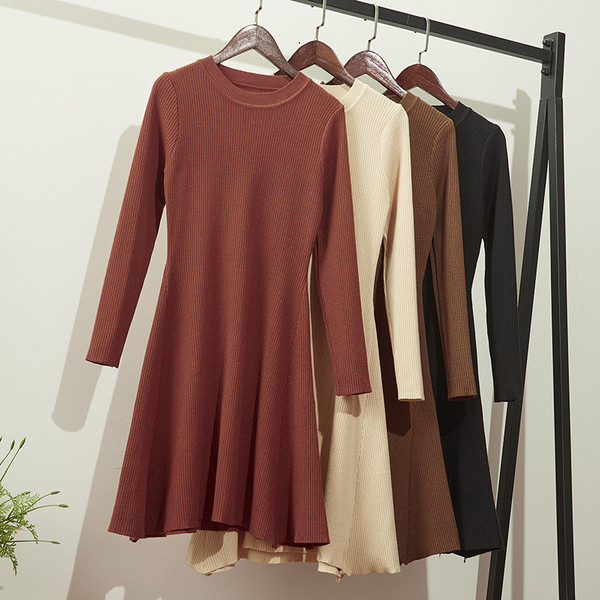 Rochie de dama de toamna-iarna cu decolteu rotund model lung in mai multe culori