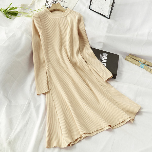 Rochie de dama de toamna-iarna cu decolteu rotund model lung in mai multe culori