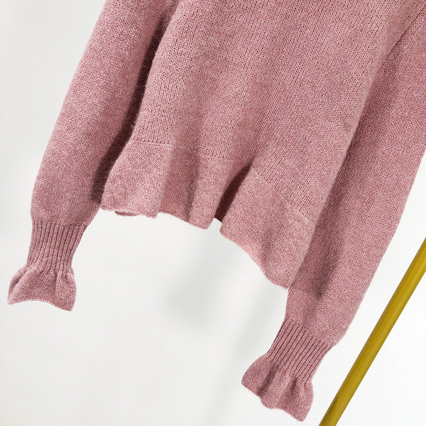 Pulover casual cu bucle roz