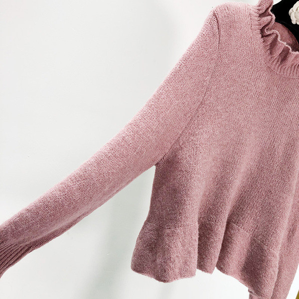 Pulover casual cu bucle roz