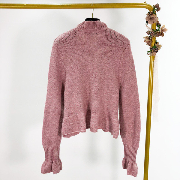 Pulover casual cu bucle roz