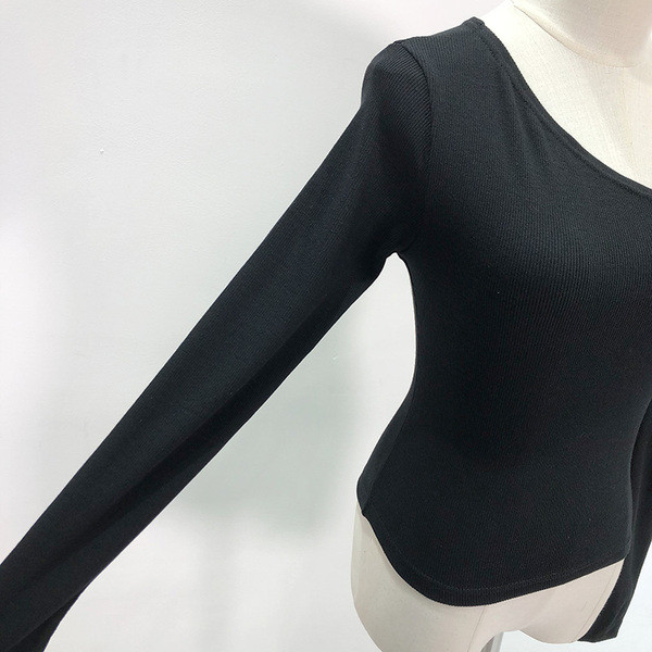 Bluză modernă cu umărul gol în negru