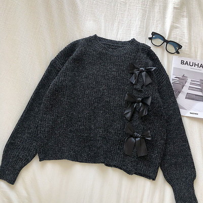 Pulover de dama modern in trei culori cu panglici