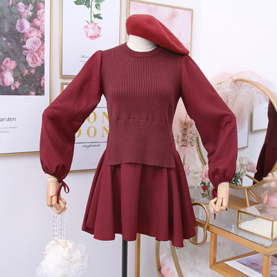 Rochie moderna de dama cu decolteu rotund si maneci lungi in mai multe culori