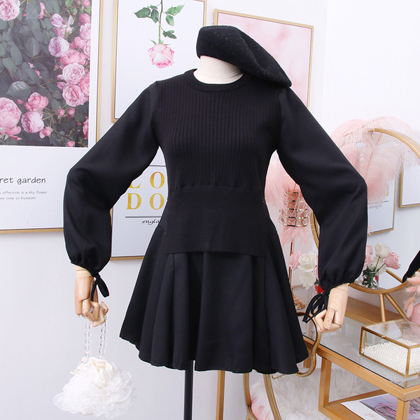 Rochie moderna de dama cu decolteu rotund si maneci lungi in mai multe culori