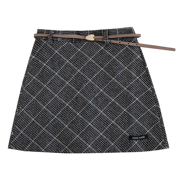 Fusta de dama eleganta in trei culori cu curea si talie inalta