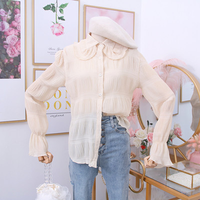 Camasa de dama model nou cu nasturi si maneca lotus in mai multe culori