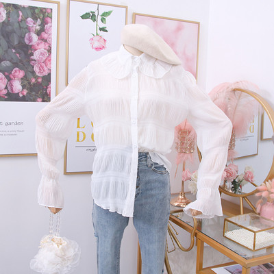 Camasa de dama model nou cu nasturi si maneca lotus in mai multe culori