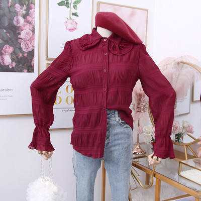 Camasa de dama model nou cu nasturi si maneca lotus in mai multe culori