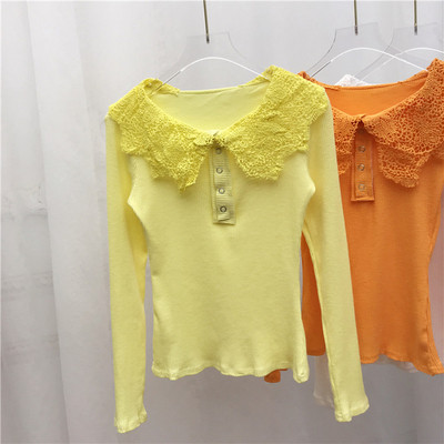 Bluza de dama moderna cu guler si nasturi din dantela in mai multe culori