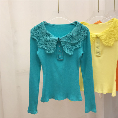 Bluza de dama moderna cu guler si nasturi din dantela in mai multe culori