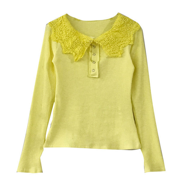 Bluza de dama moderna cu guler si nasturi din dantela in mai multe culori