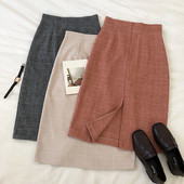 Fusta de dama moderna in trei culori cu fanta si talie inalta