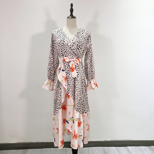 Rochie lungă asimetrică casual, cu bucle și curea