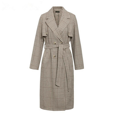 Placa de dama lunga in carouri cu centura si nasturi