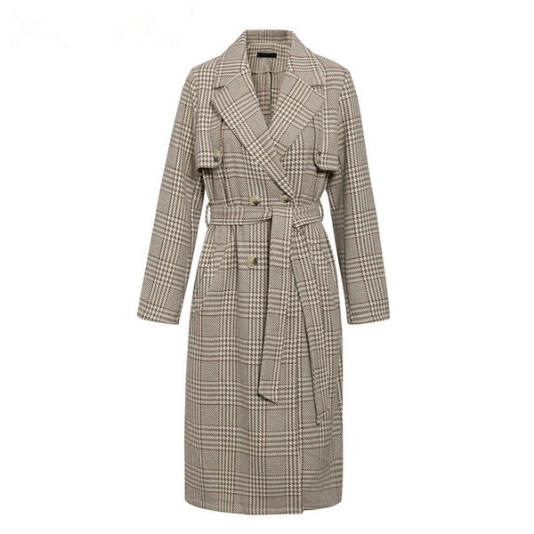 Placa de dama lunga in carouri cu centura si nasturi