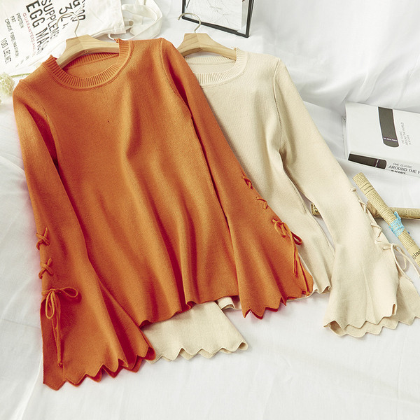 Bluza de dama toamna-iarna cu maneci lotus in mai multe culori