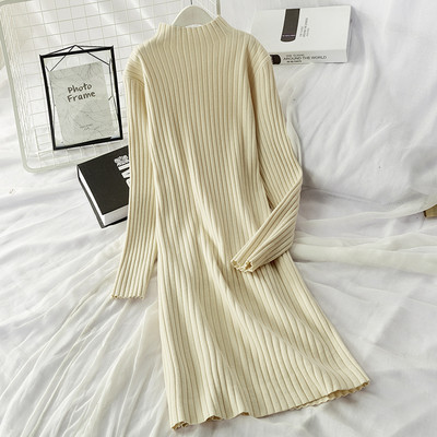 Rochie de dama de iarna larga cu model cu decolteu rotund in mai multe culori