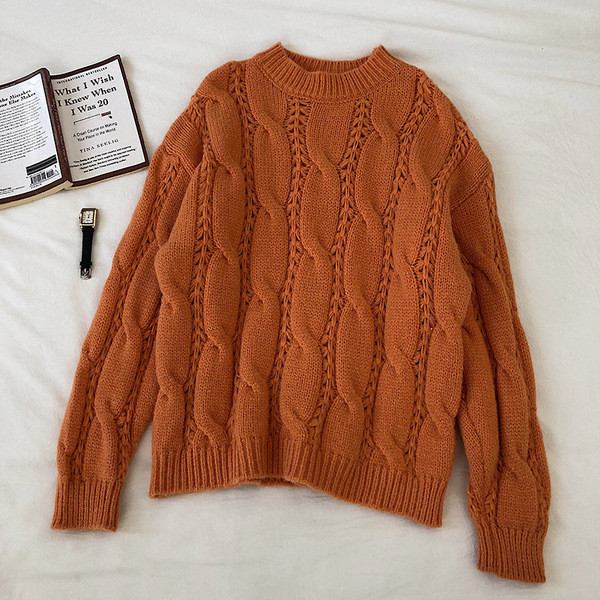 Pulover casual de dama in trei culori cu decolteu rotund si maneci lungi