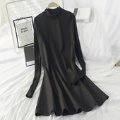 Rochie de dama cu guler jos model lat cu maneci lungi - mai multe culori