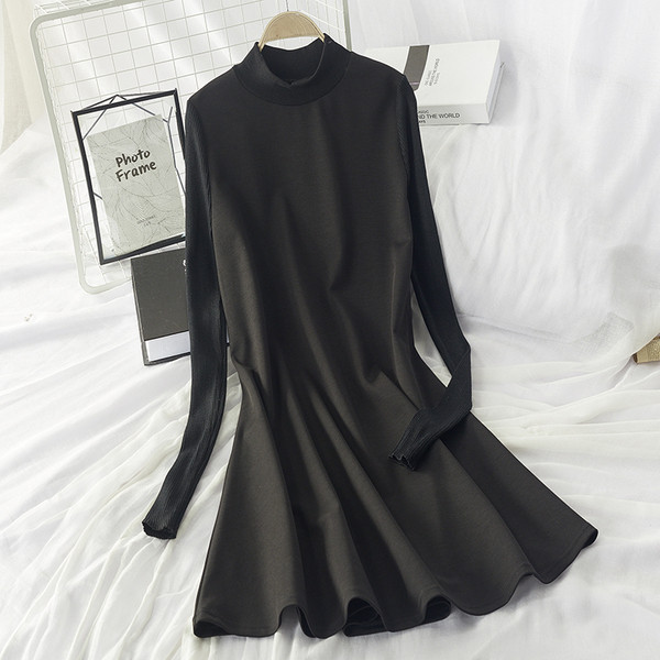 Rochie de dama cu guler jos model lat cu maneci lungi - mai multe culori