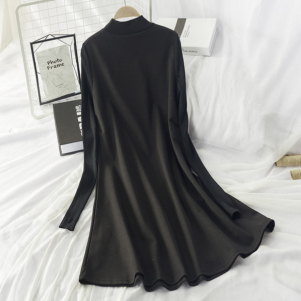 Rochie de dama cu guler jos model lat cu maneci lungi - mai multe culori