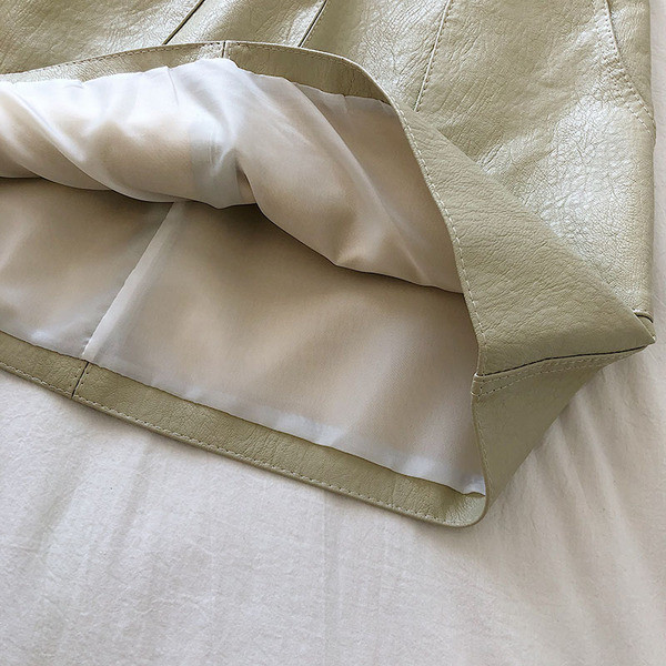 Fusta de dama eleganta din piele in trei culori cu buzunare si curea