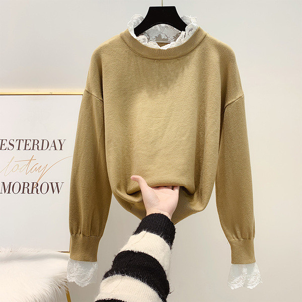 Pulover de dama cu dantela in patru culori - model larg