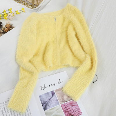 Vestă de puf de damă cu decolteu oval și fermoar în șase culori