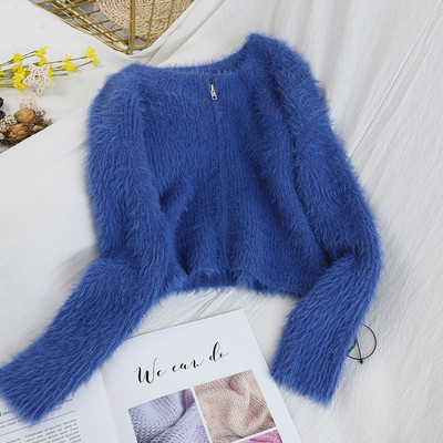 Vestă de puf de damă cu decolteu oval și fermoar în șase culori